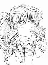 Japanese Cute Coloring Girl Pages Anime Lineart Deviantart Hart Glory Books sketch template
