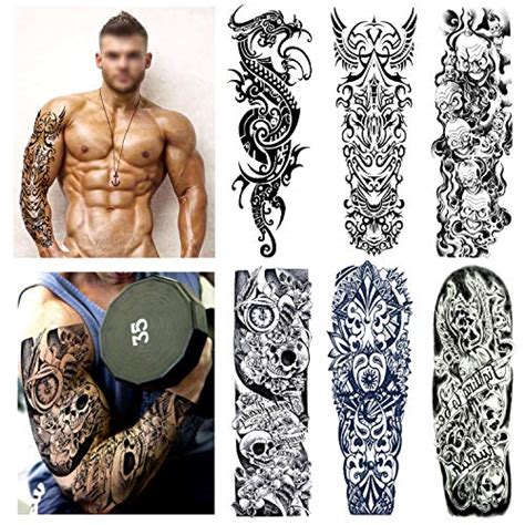 dalin extra large full arm temporary tattoos and half arm tattoo