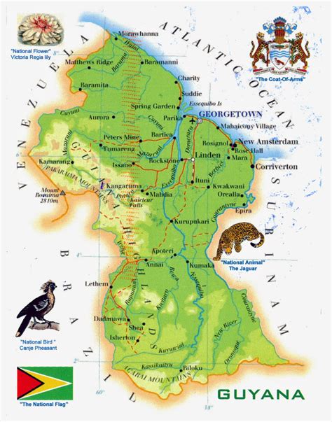 Large Tourist Map Of Guyana Guyana South America