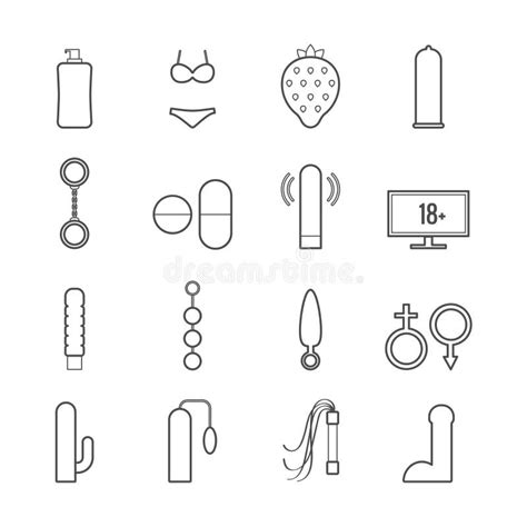 Collection Of Vector Line Sex Toys Icons For Web Design Stock Vector