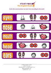 facial head eyes ears mouth nose esl worksheet  adital