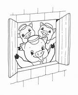 Pigs Little Coloring Pages Three Getdrawings Houses Brick sketch template