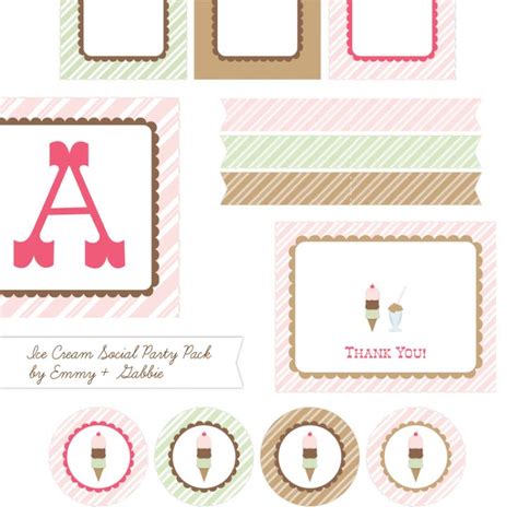 freebie friday ice cream social  party printables  party