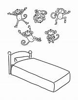 Monkeys Little Jumping Bed Coloring Pages Five Printable Monkey Preschool Drawing Para Template Nursery Bust Print Board Ingles Activities Principiantes sketch template