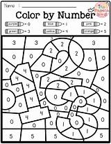 Math Color Number School Back Worksheets Code Subtraction Coloring Kindergarten Addition Numbers Pages Colors Colouring Choose Board sketch template