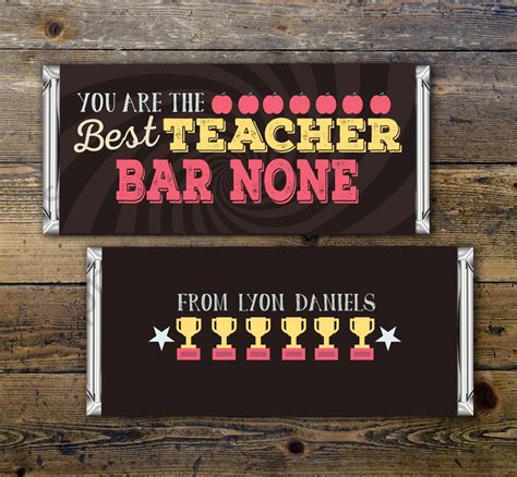teacher appreciation candy bar wrapper covers teacher chocolate bar