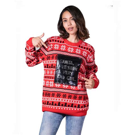classic fair isle with reverse sequin women s ugly christmas sweater