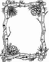 Wood Burning Frames Pinecone Patterns Frame Coloring Rubber Borders Birch Crafts Stencils Stampin Scenery Stamps Scenes Decorative Pyrography Drawing Woodburning sketch template
