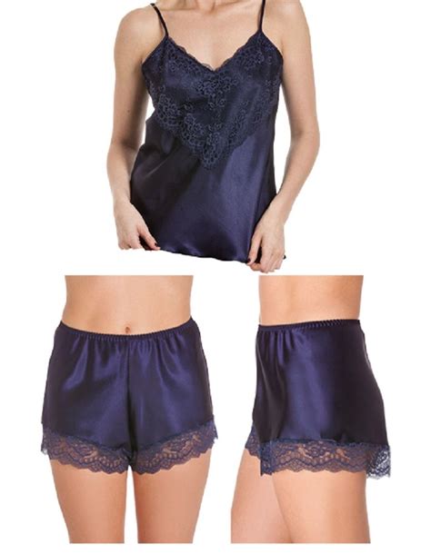 womens luxury satin camisole cami french knicker set various colours