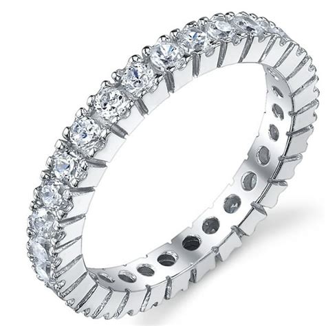 Ringwright Co Womens 3mm Sterling Silver 925 Eternity Ring