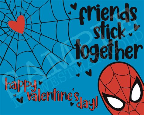 spider man valentines day card friends stick  etsy