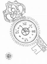 Steampunk Clock Drawings Key Drawing Tattoo Heart Deviantart Designs Choose Board Lock Gear sketch template