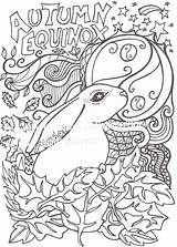 Equinox Colouring Pages Mabon Autumn Moon Hare Coloring Adult Drawing Gazing Etsy Autumnal Sold sketch template