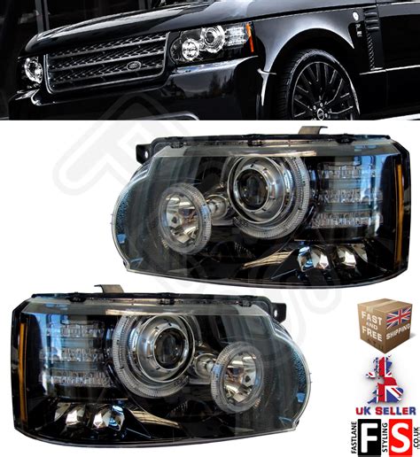 range rover vogue    headlights assemblies pair clear bi xenon led  fastlane styling