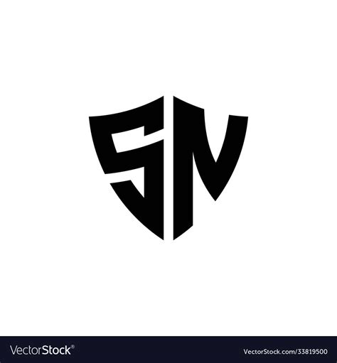 sn monogram logo  shield shape design template