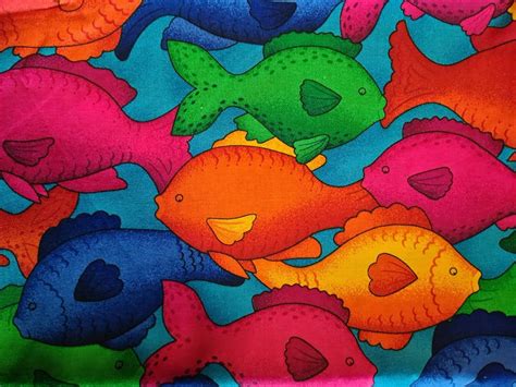 fabric cm rainbow fish etsy