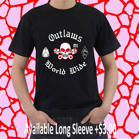 outlaws mc shirt support world wide outlaws black tshirt size