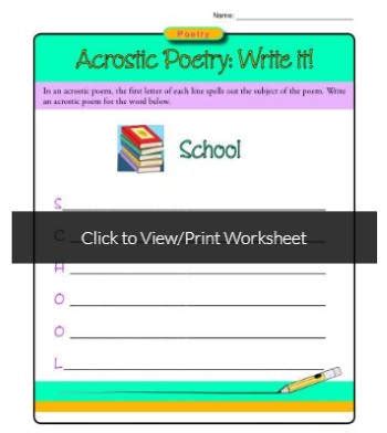 printable poetry worksheets    websites
