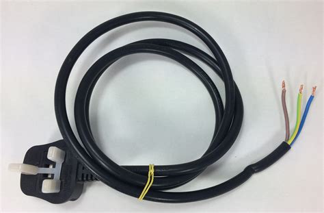 core black pvc cable  amp uk plug  stripped ends  mmindentation