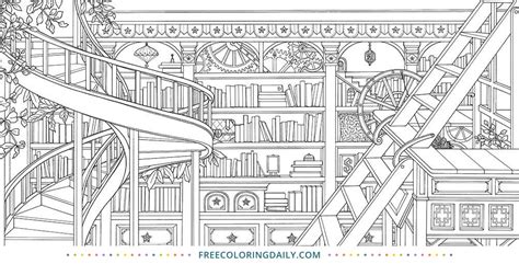 library coloring page  coloring daily