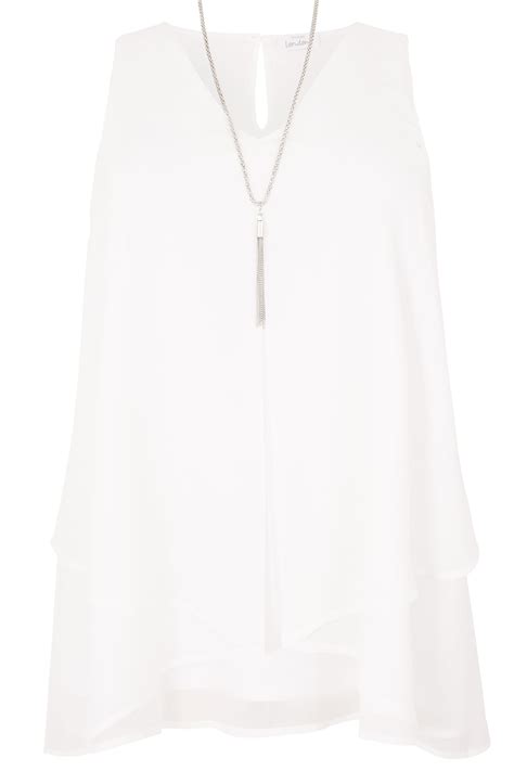 Yours London White Layered Chiffon Top Plus Size 16 To 32
