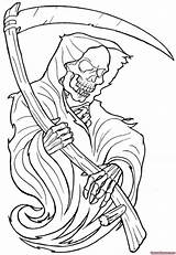Tattoo Skull Drawings Sensenmann Outline Designs Grim Reaper sketch template