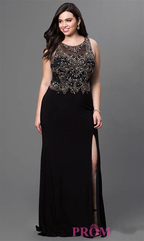 crystal beading plus size evening dresses 2016 high split long gowns