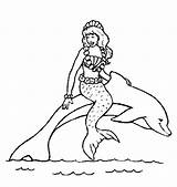 Coloring Mermaid Pages Dolphins Sirena sketch template