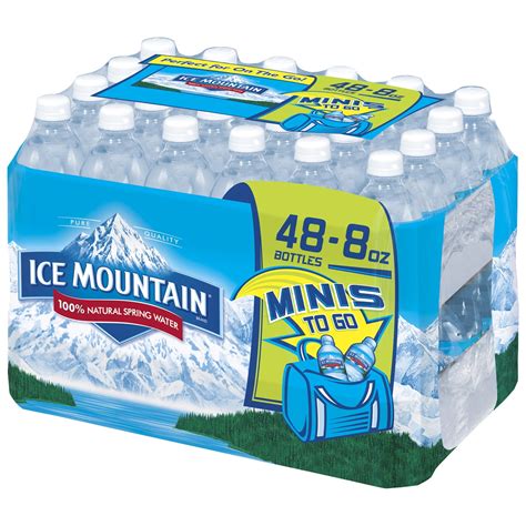 ice mountain brand  natural spring water  ounce mini plastic bottles pack