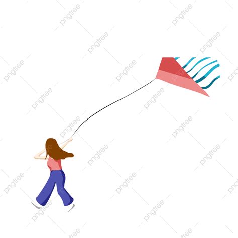 Fly A Kite Clipart Png Images Kite Flying Girl Pattern Elements 64827