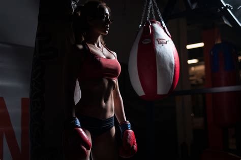 wallpaper women sportswear belly boxing gloves tanned gyms