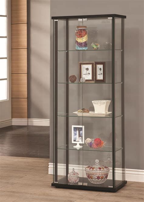 Coaster Curio Cabinets 5 Shelf Contemporary Glass Curio Cabinet A1