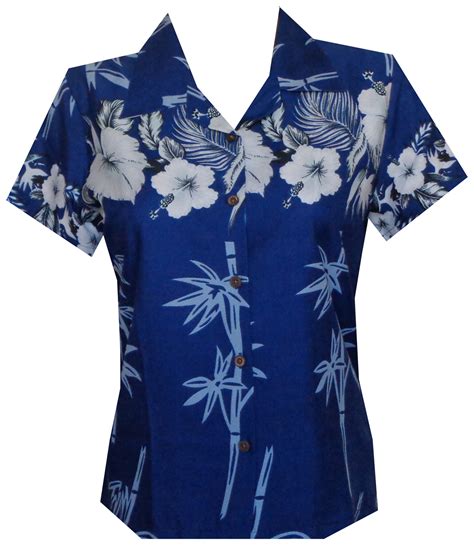 hawaiian shirt women bamboo tree print aloha beach top blouse ebay