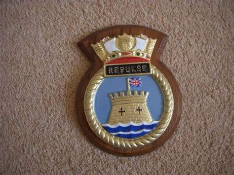 royal navy hms repulse ships crest  picclick uk