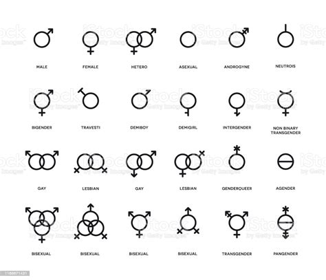 gender symbols set sexual orientation icons male female transgender gay