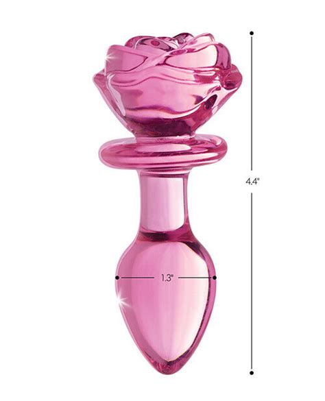 Pink Rose Borosilicate Glass Anal Plug Medium Flower Booty Sparks Ass