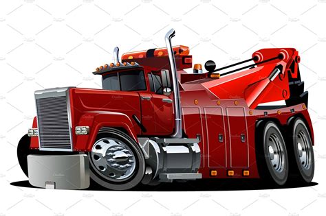 cartoon big rig tow truck illustrations creative market