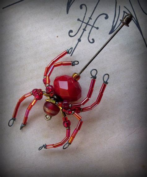 Red Jeweled Wearable Art Glass Spider Pin Etsy Red Jewel Glass Art