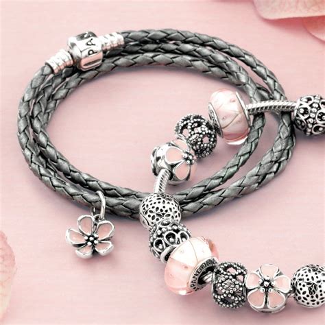 Pandora Cherry Blossom with Pink Enamel Stories Pendant