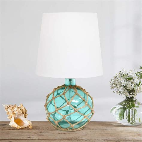 Elegant Designs Buoy 15 1 4 H Aqua Netted Glass Table Lamp