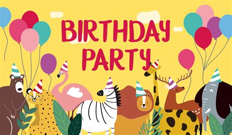animal theme happy birthday card vector   vectors