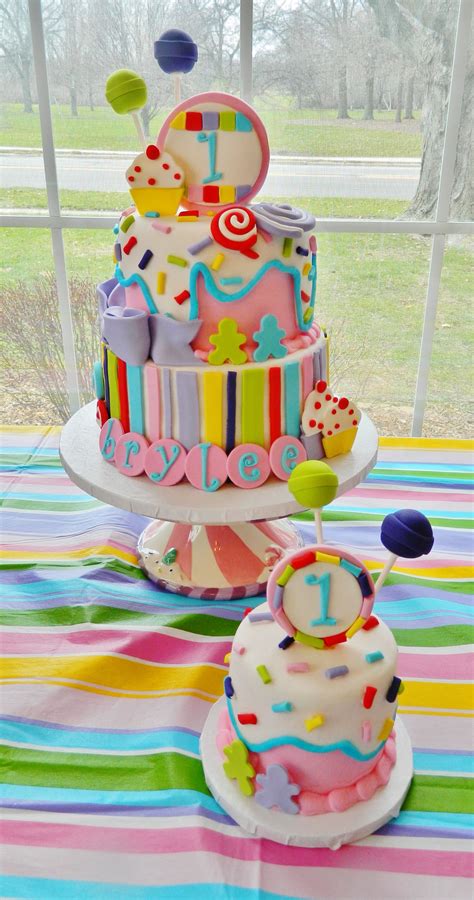 Brylee S 1st Birthday Candyland Cake And Smash Cake Candyland Cake