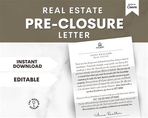 pre closure letter pre closure handout foreclosure letter etsy