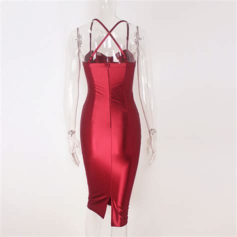 detail feedback questions about sexy burgundy bodycon midi dresses knee