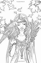 Coloring Pages Elf Adult Fairy Printable Fantasy Adults Book Mystical Colouring Elves Mythical Print Dragon Books Detailed Drawings Fairies Witch sketch template