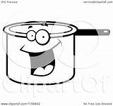 Pot Cooking Coloring Cartoon Smiling Character Happy Pages Clipart Outlined Vector Thoman Cory Template sketch template