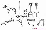 Garden Coloring Pages Drawing Tools Gardening Utensils Kitchen Tool Colour Sketch Hand Handy Manny Print Drawings Color Printable Draw Clipart sketch template