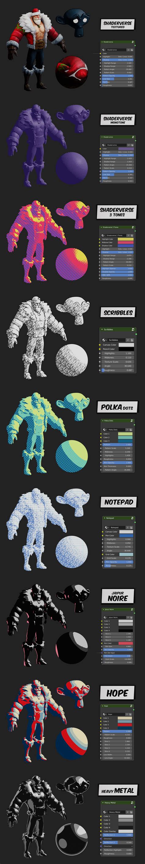 更新包含预设包evee toon shaders 1 2 和komikaze3 1 toon shader 30种三渲二卡通动漫材质包 超