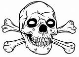 Skull Coloring Pages Crossbones Bones Skulls Drawing Kids Halloween Pirate Print Colouring Fire Printable Easy Cross Color Drawings Draw Arm sketch template