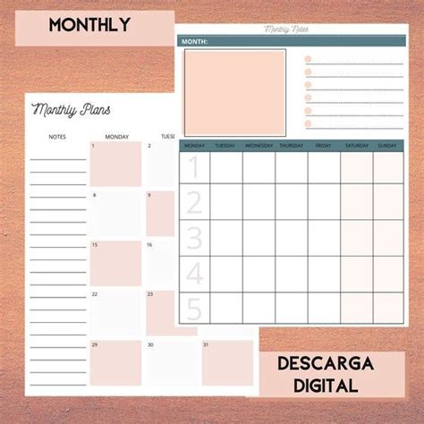 monthly planner monthly planner printable printable planner etsy printable planner monthly